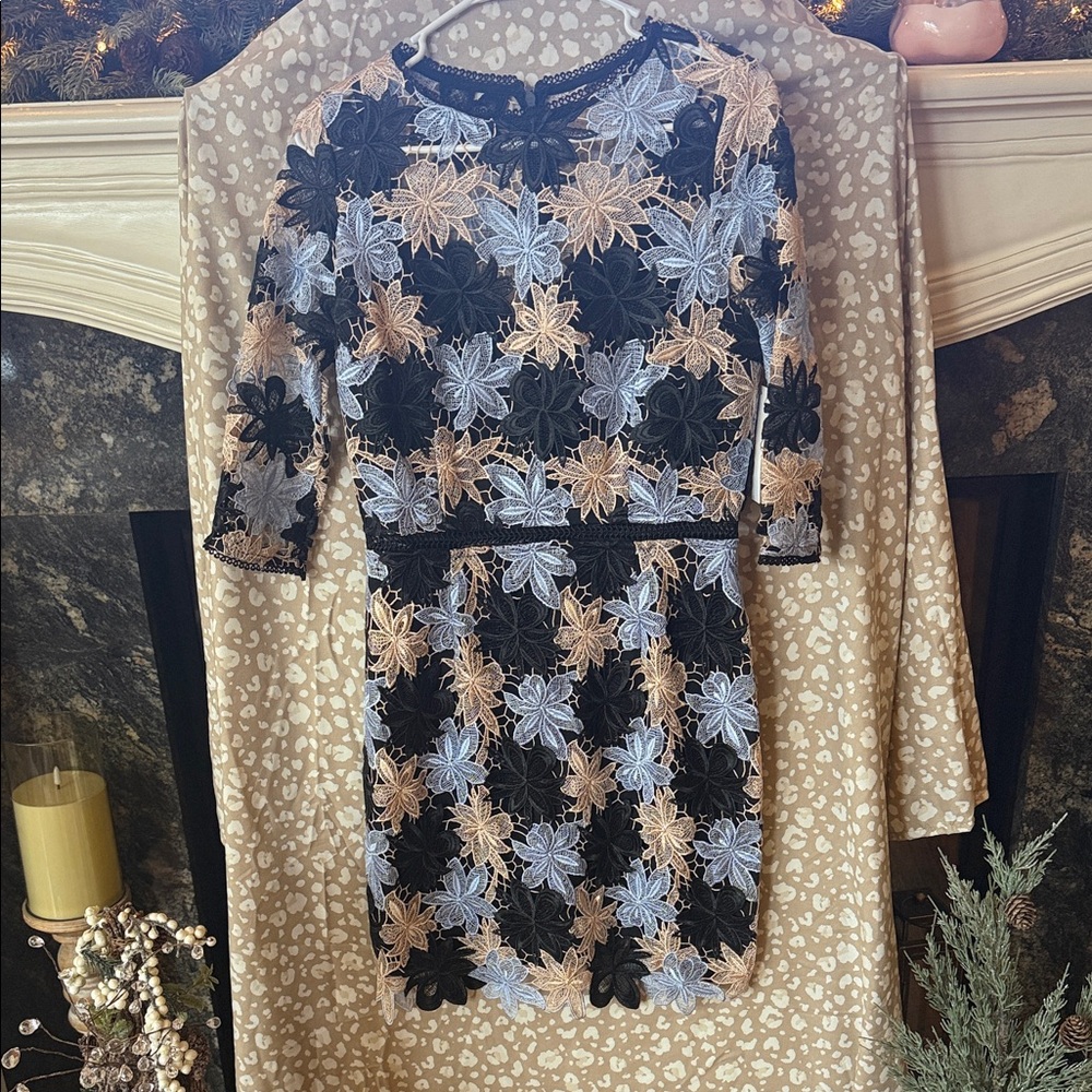 Red Dress Boutique Black and Blue Floral Lace Dress